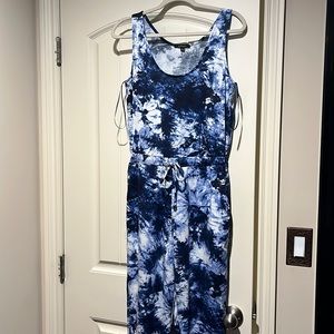 Ambiance blue tie die jumpsuit with cinched waist size small
